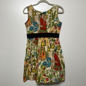 Frida Kahlo “Head Over Wheels” Dress in Beige by Hemet